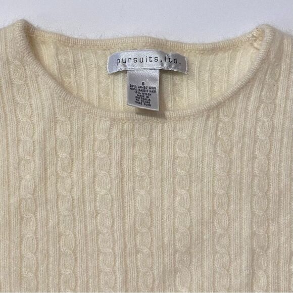 pursuits, ltd. Lambs Wool/Rabbits Fur Blend Cable Knit Sweater Women's Size S - Picture 2 of 11